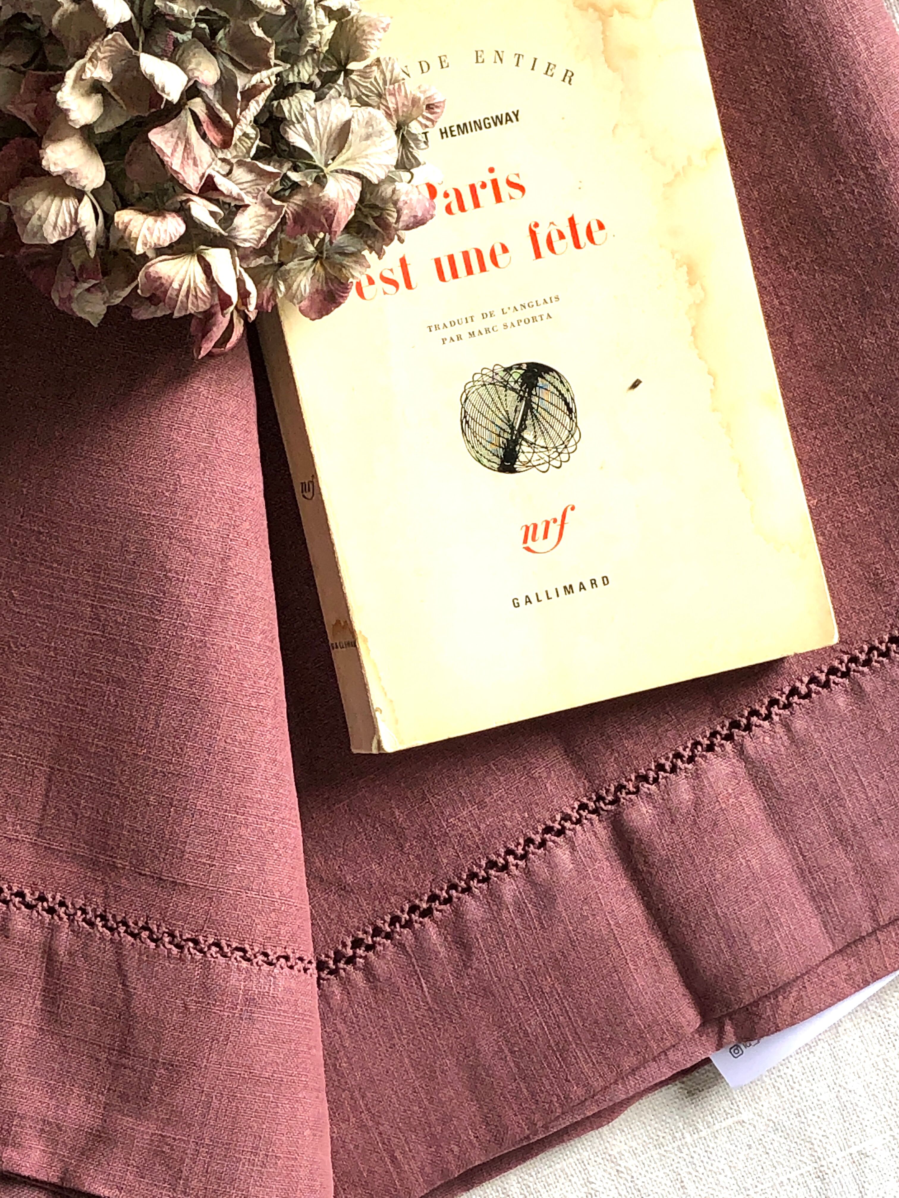 Old sheet in pure lin washed bruyère