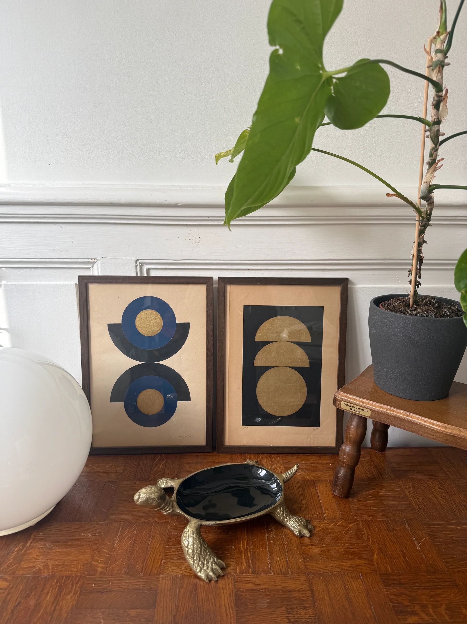 Old wooden milking stool