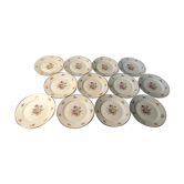 Lot de 12 assiette à dessert en porcelaine de Limoges PCL à décor floral