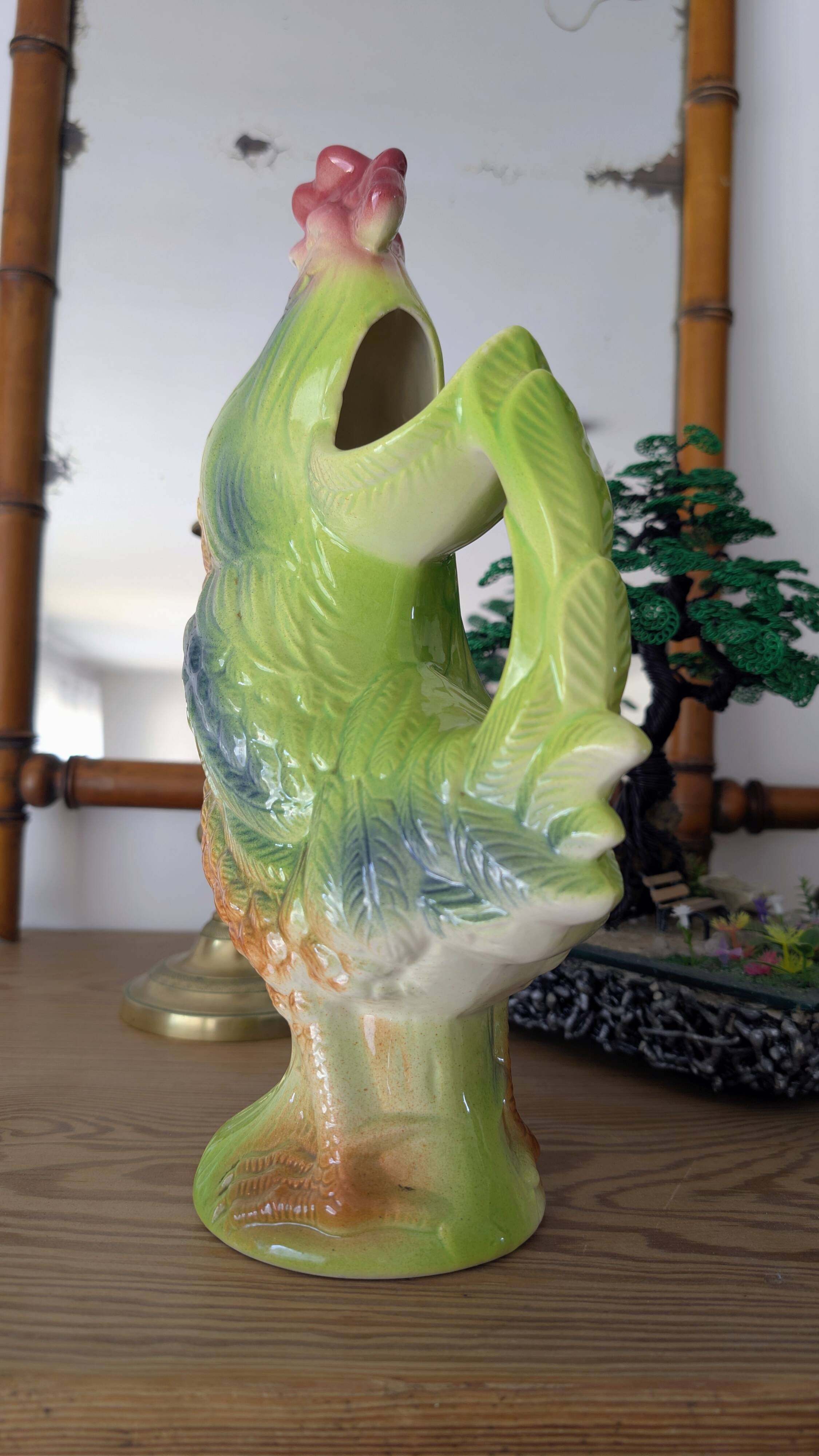 Large vintage rooster jug Saint-Clément country house spirit