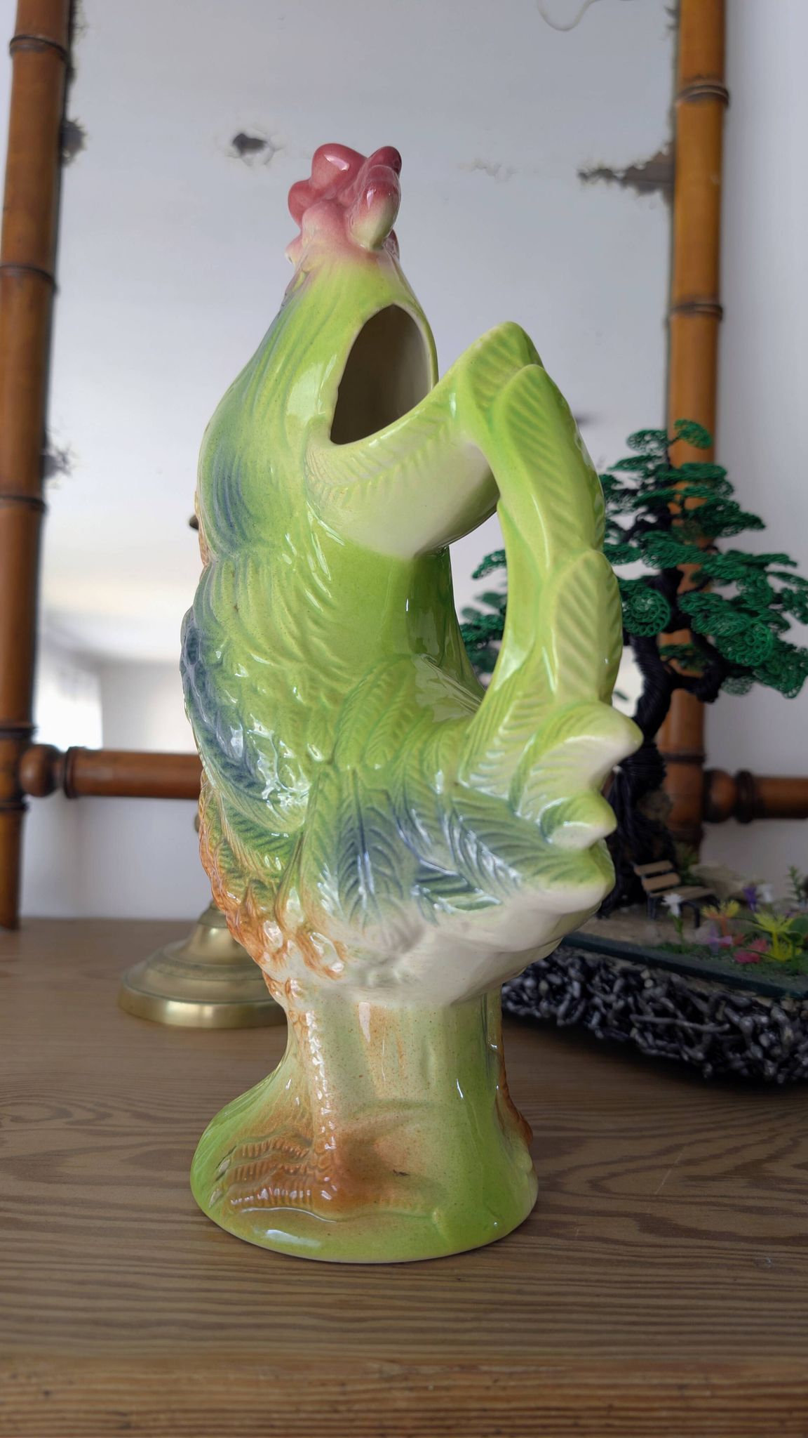 Large vintage rooster jug Saint-Clément country house spirit
