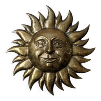 Vintage brass wall sun, handcrafted, alternative decor