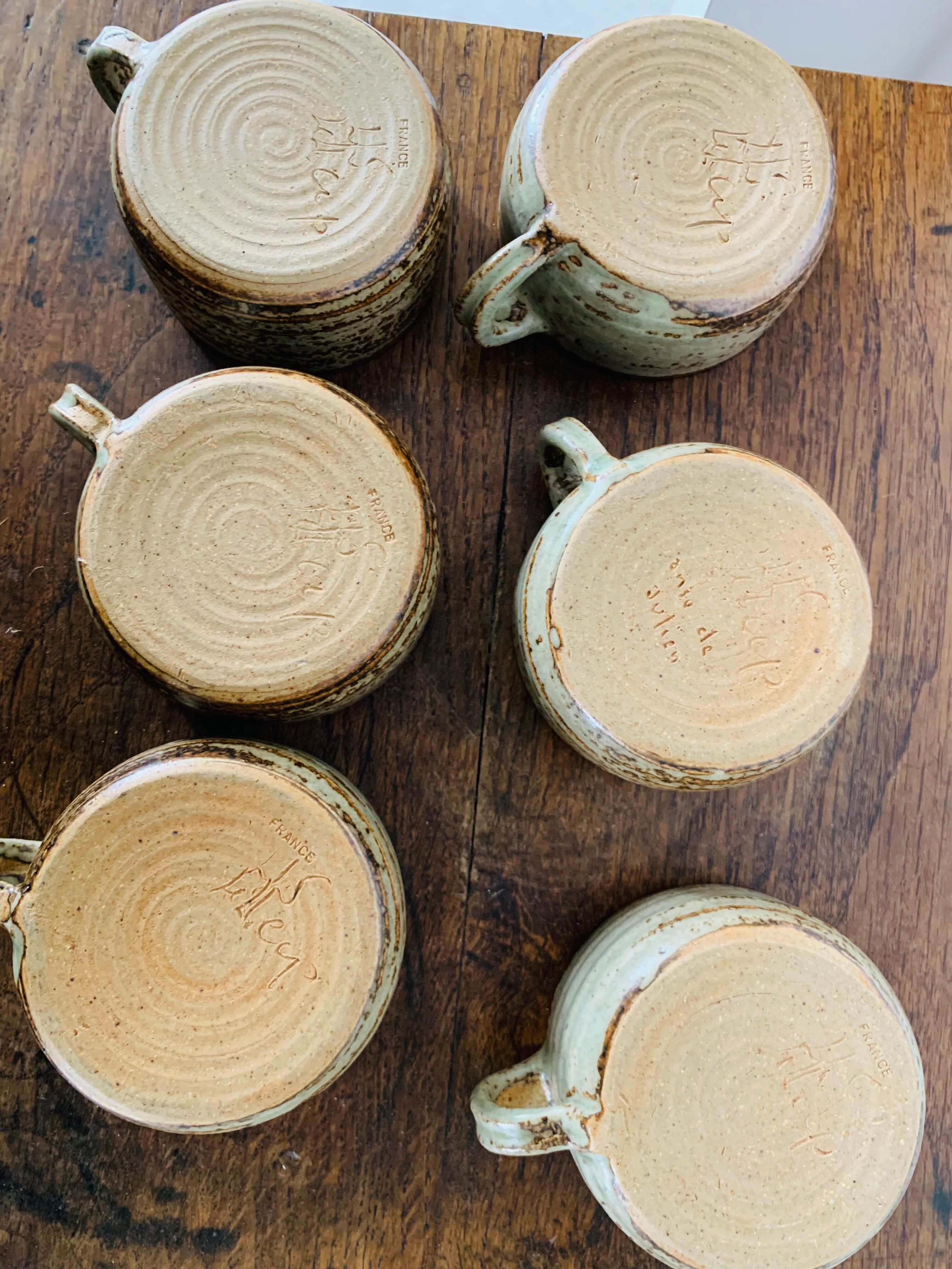 Lot of Villenauxe sandstone cups Made in France