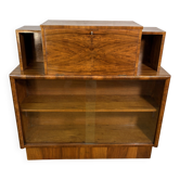 Art Deco Vintage 1930s Burr Walnut Bureau Display Cabinet Fall Front