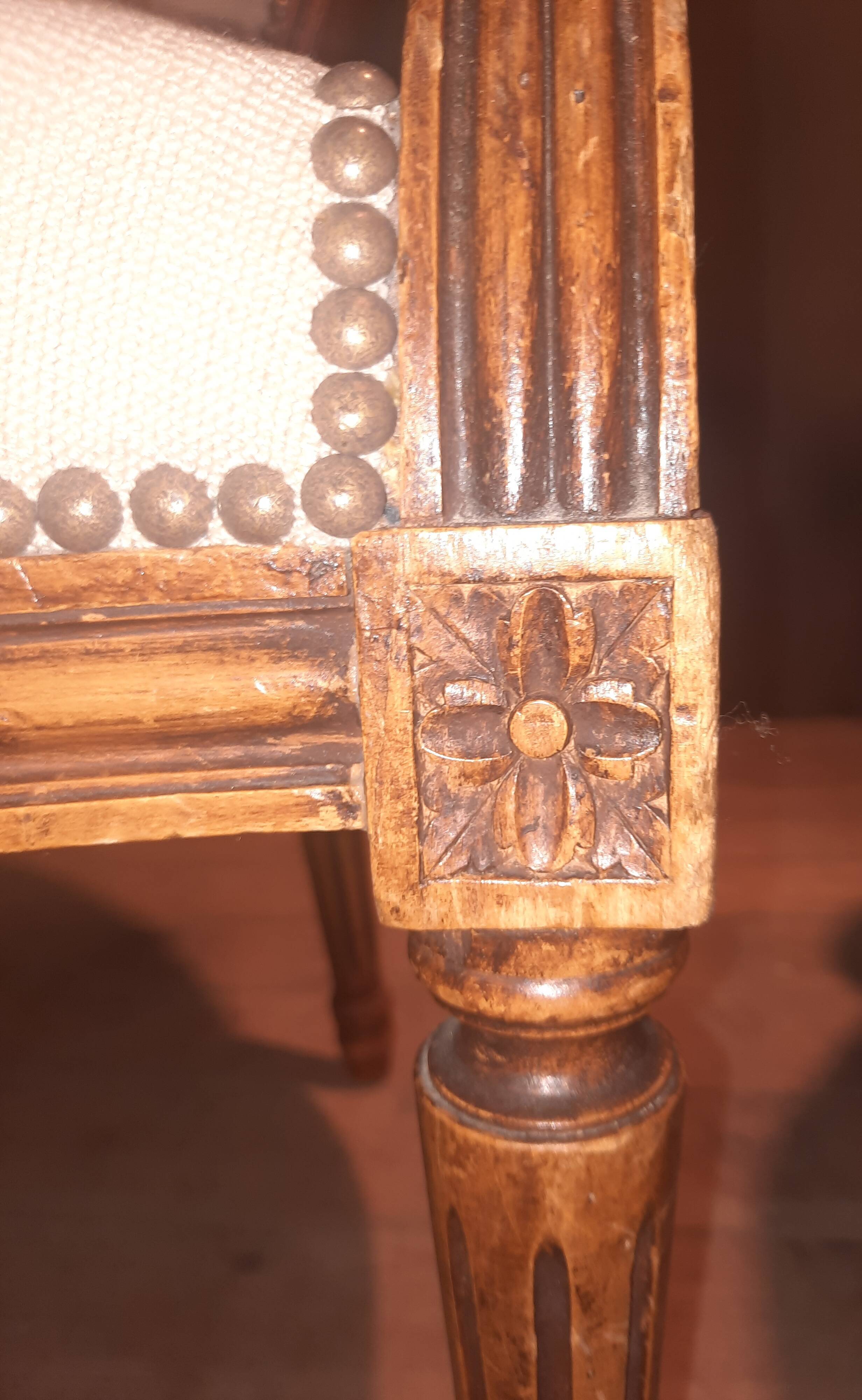 Pair of Louis XV style medallion armchairs.