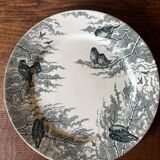 Set of 6 old Sarreguemines Neige green flat plates