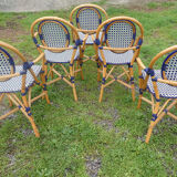 Lot of 5 bistro chairs type "Parisian" white and blue