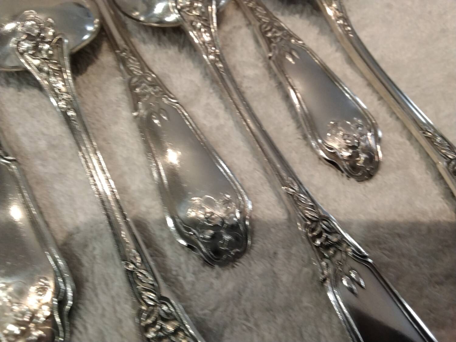 12 silver plated soup spoons by goldsmith Ravinet Denfert art nouveau