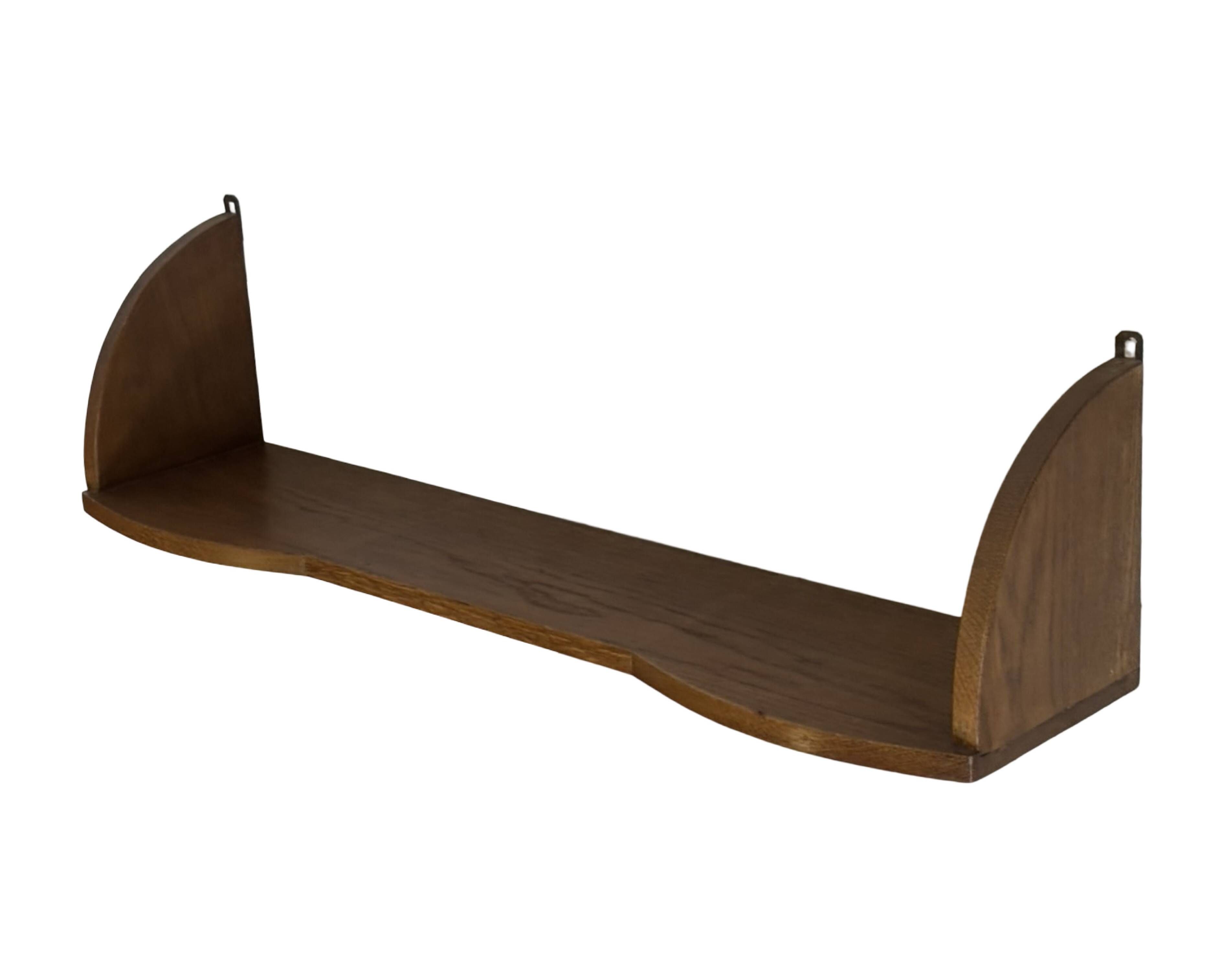 Vintage wooden wall shelve rack bookshelf in oak wood minimalist