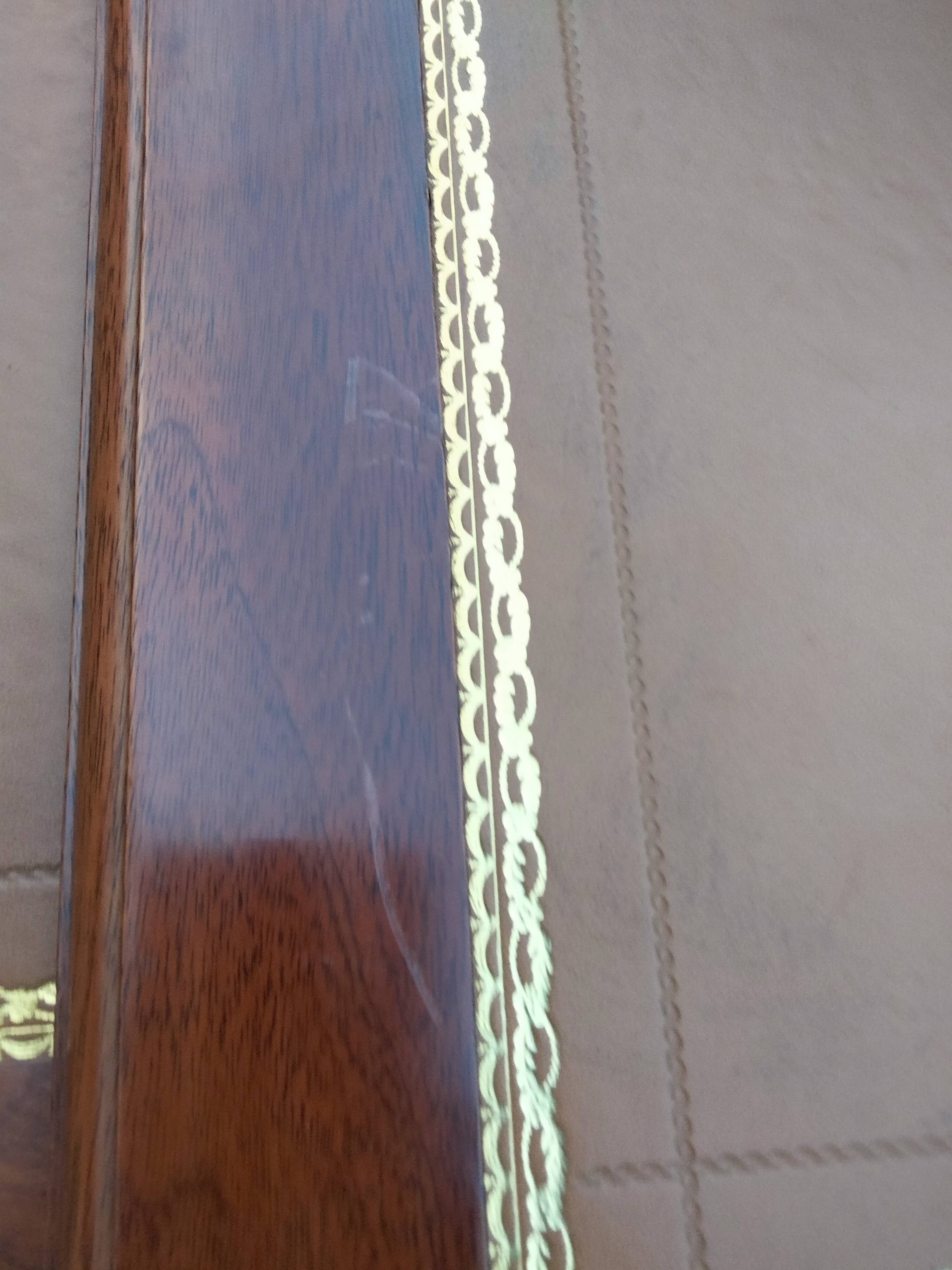 Old style flat desk louis xvi leather tray with 2 pulls