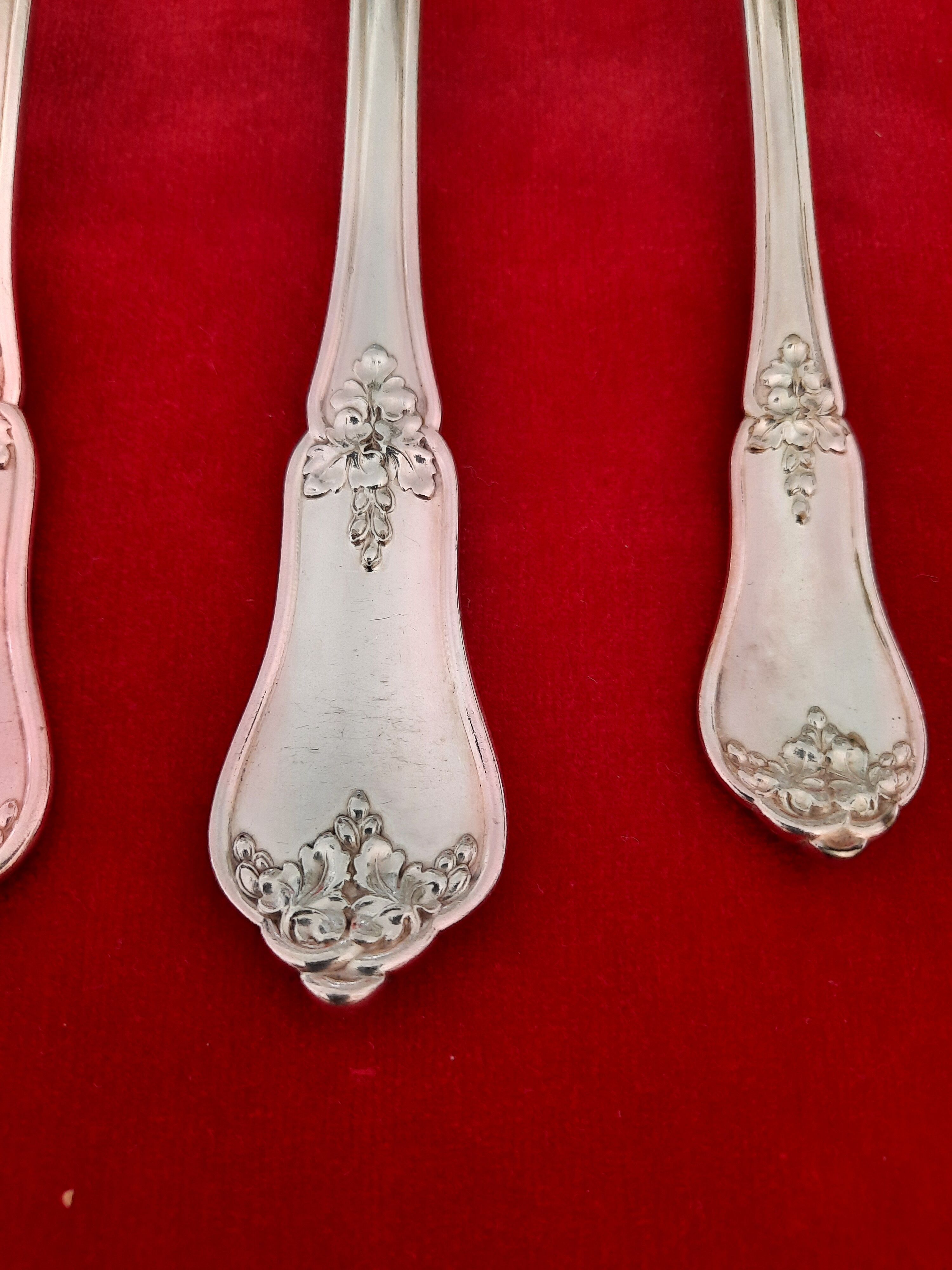 Antique silver-plated monogrammed cutlery set