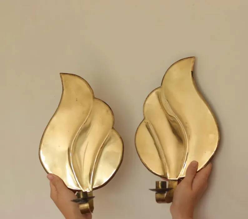 Pair of Swedish Mid-Century Brass Wall Sconces