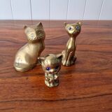 Set of 3 brass cats
