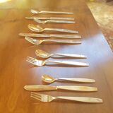 Midcentury modern gold tone flatware, 1970s