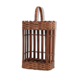 Porte-bouteilles en bois et osier