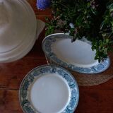 2 flat old plates (ø 25 cm) earthenware terre de fer creil montereau massena