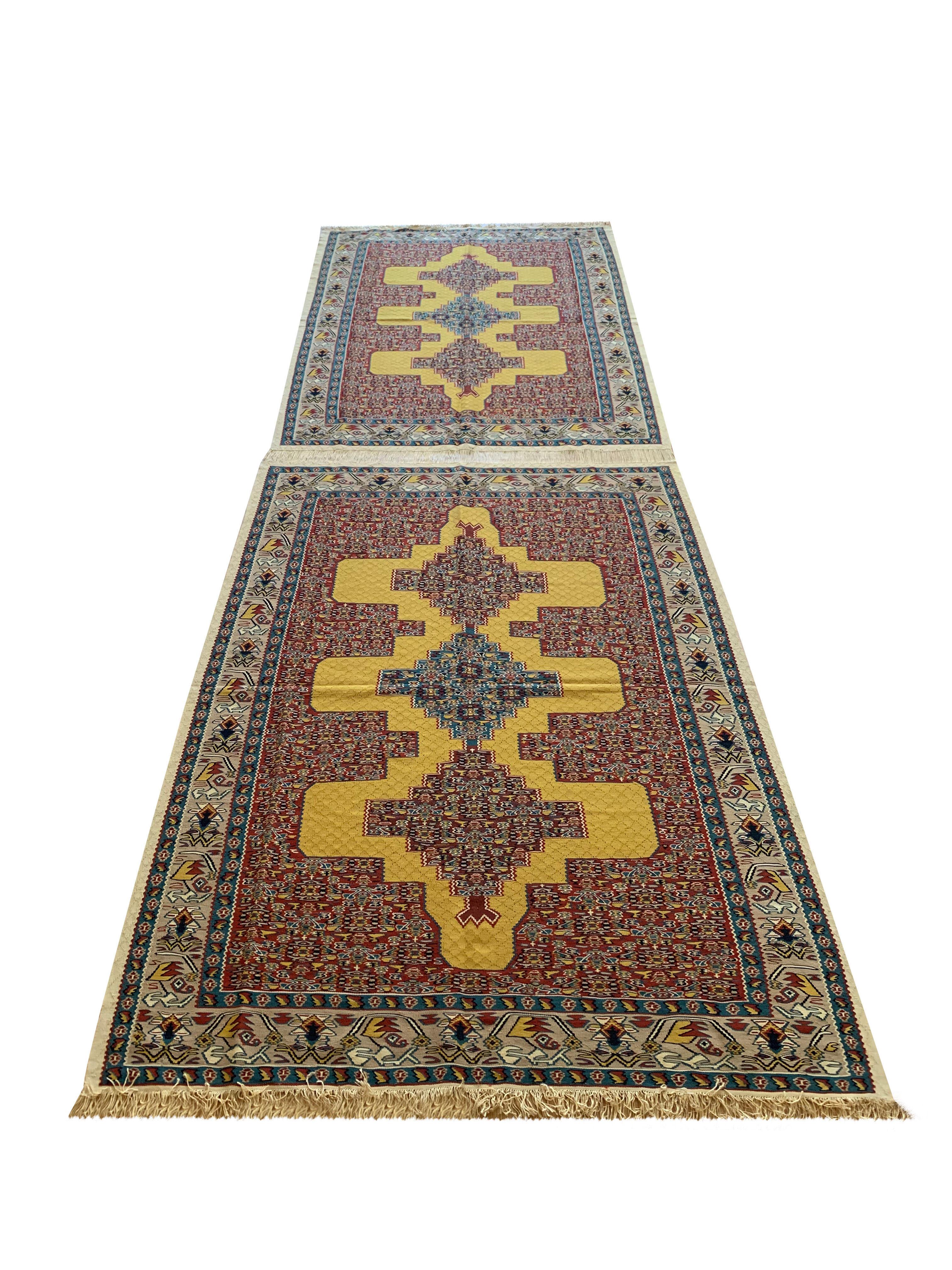 Pair Of New Persian Kilims Handwoven Kurdish Senneh Area Rugs- 115x166cm