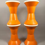 Space Age Stools and Table Set – Orange & White Plastic, Vintage Italian St