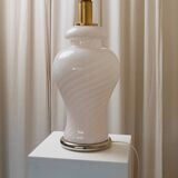 XXL Murano Glass Table Lamp, 1970s Italy, soft pink opaline – hand-blown glass with brass base