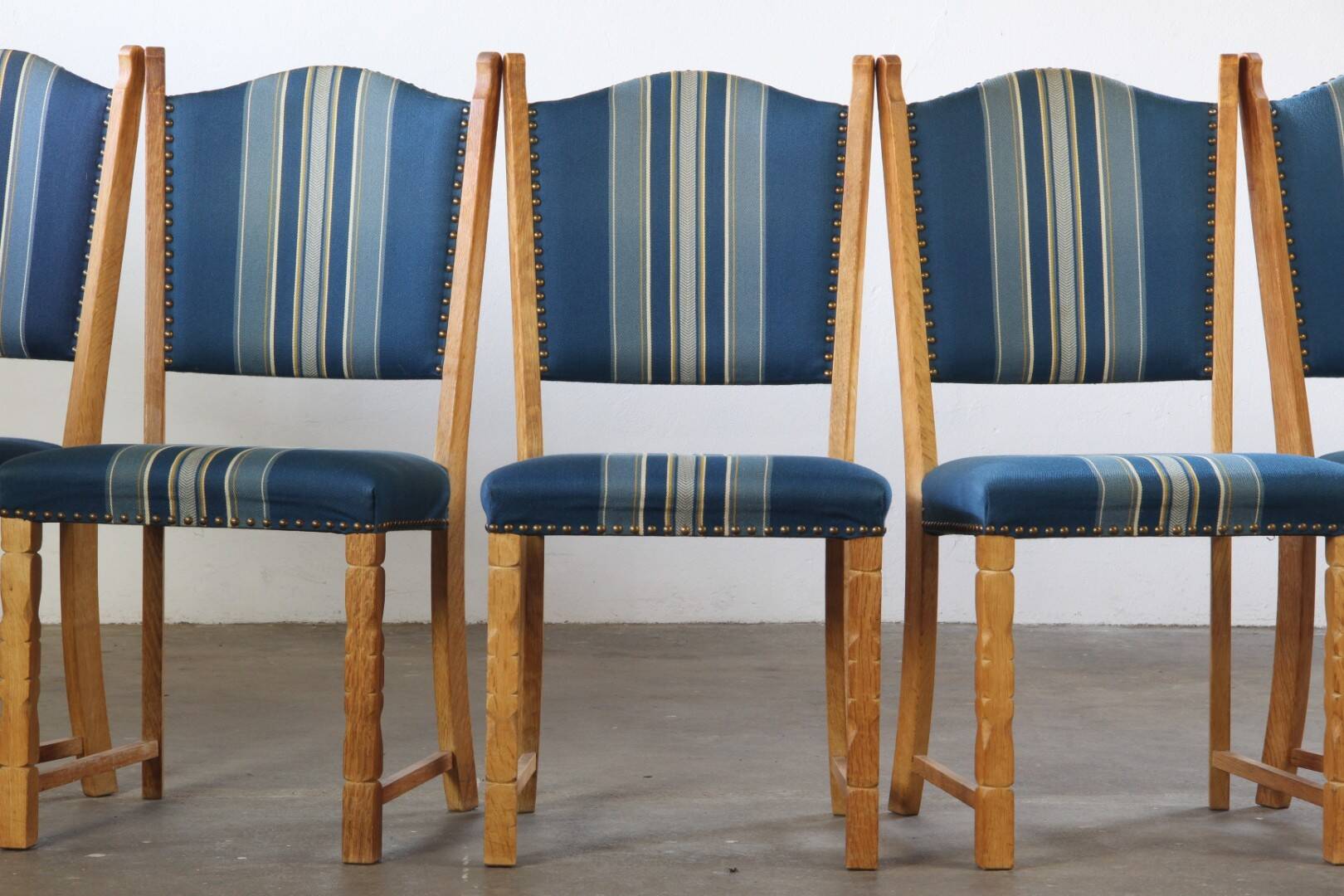 Set of 5 Vintage Danish Oak Dining Chairs Mid-Century Modern, Kjærnulf Style