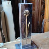 Lamp in chromed metal and bronze circa 1970