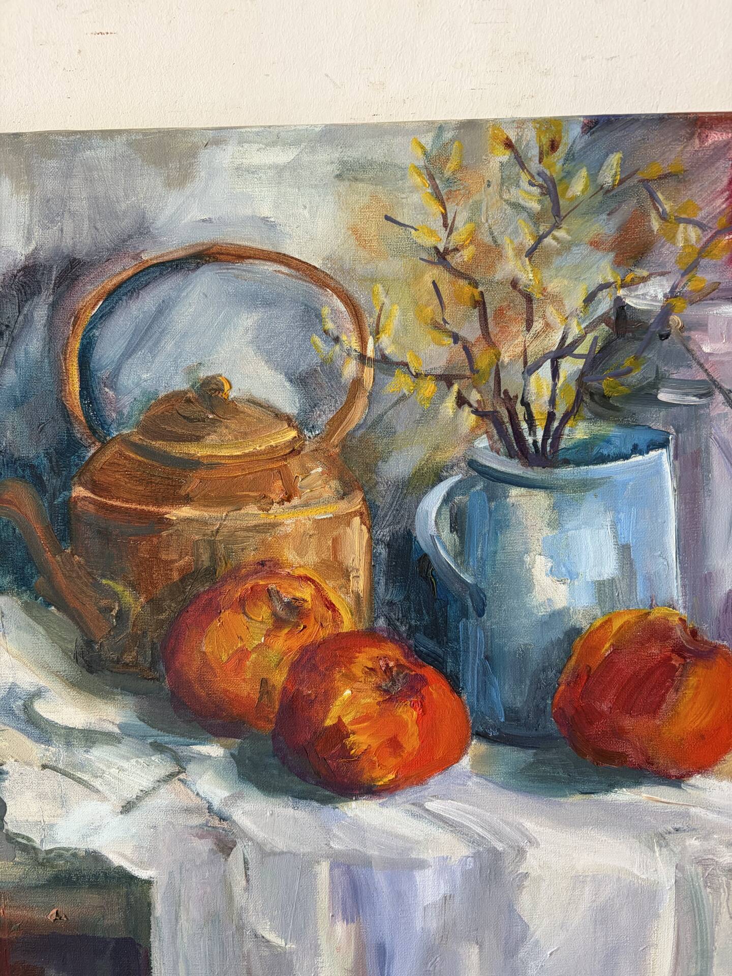 Nature morte, table de cuisine signé Paumier 1999