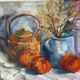 Nature morte, table de cuisine signé Paumier 1999