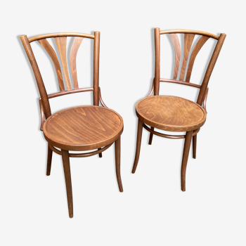 Lot de 2 chaises bistrot en bois courbé