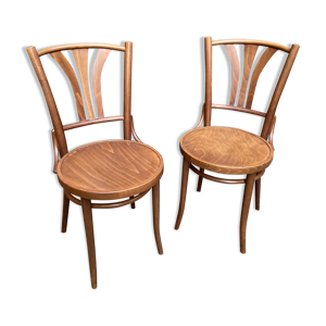 lot de 2 chaises bistrot en bois courbé