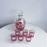 Pink and gilded glass liquor service