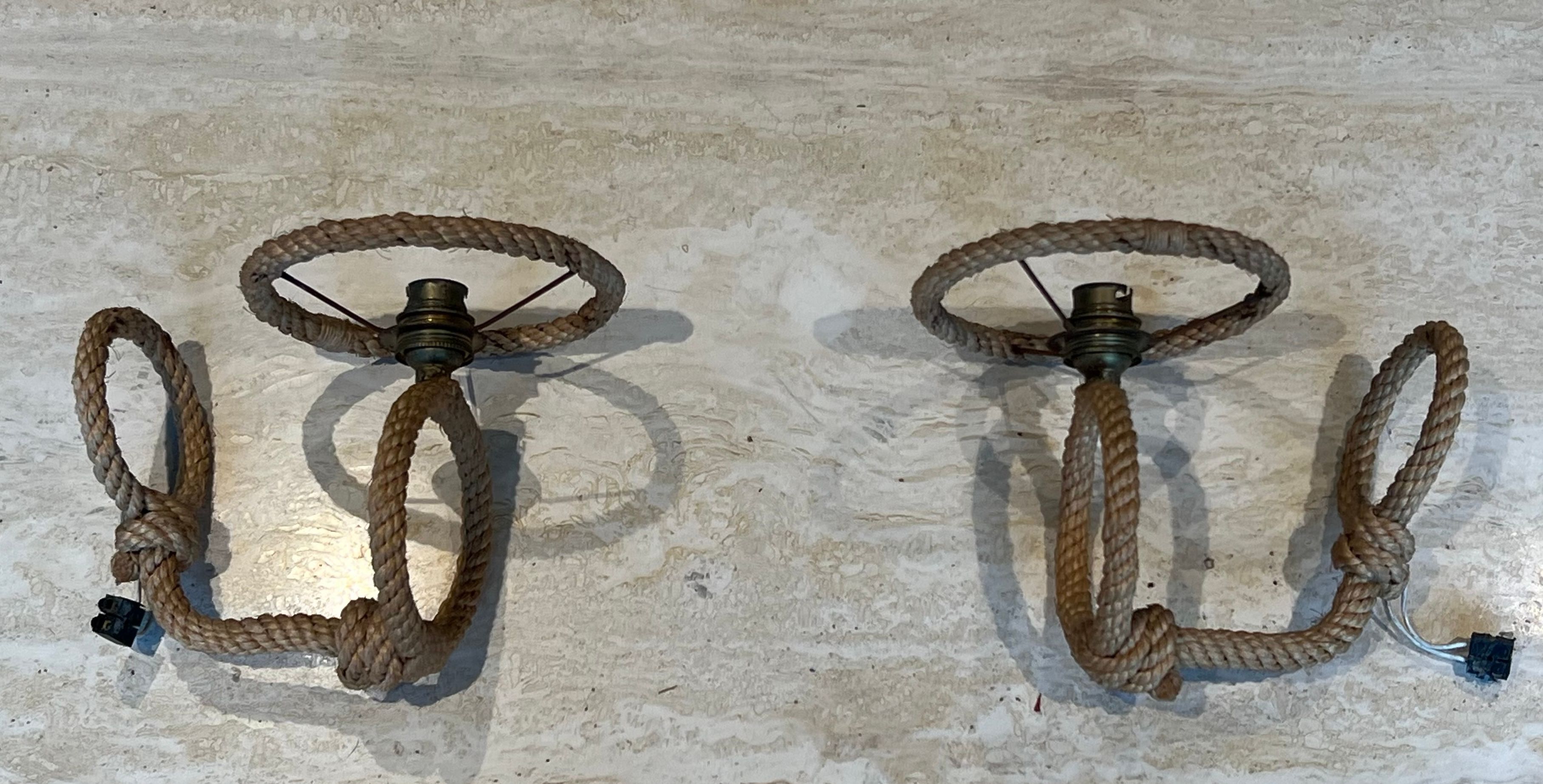 Pair of wall lights in Audoux Minet rope.