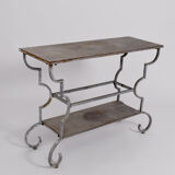 Forged iron patinated table console, 1940s.