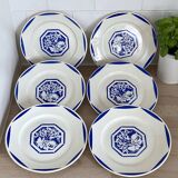 6 Luneville earthenware dinner plates