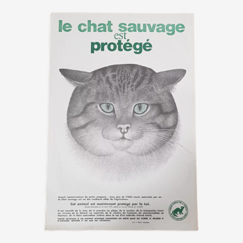 Affiche de protection des chats sauvages des années 70
