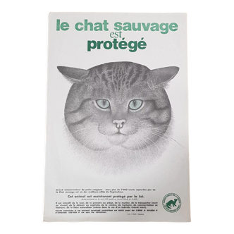 Affiche de protection des chats sauvages des années 70