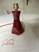 Red ceramic lamp foot with cracked effect