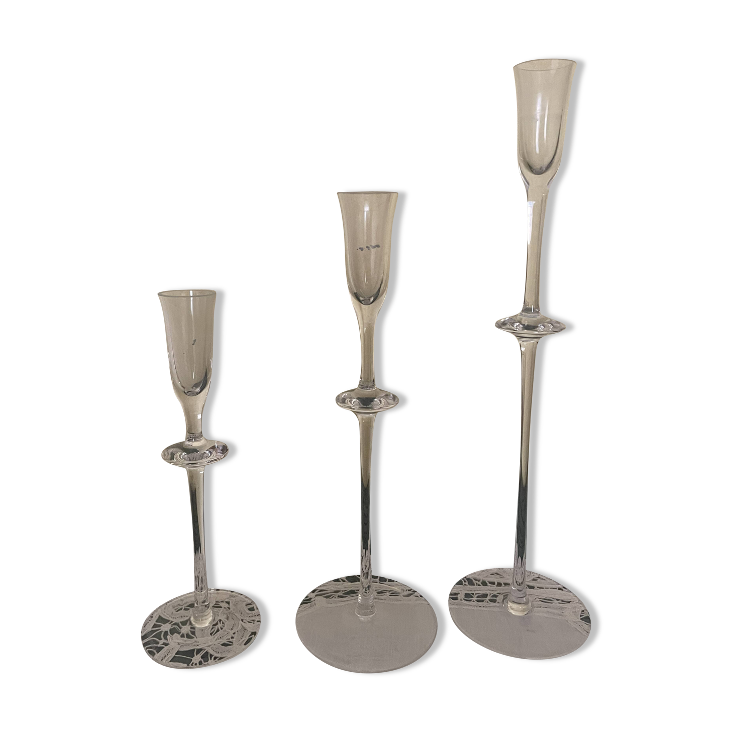 trio of flower vases / crystal candle holders Villeroy & Boch