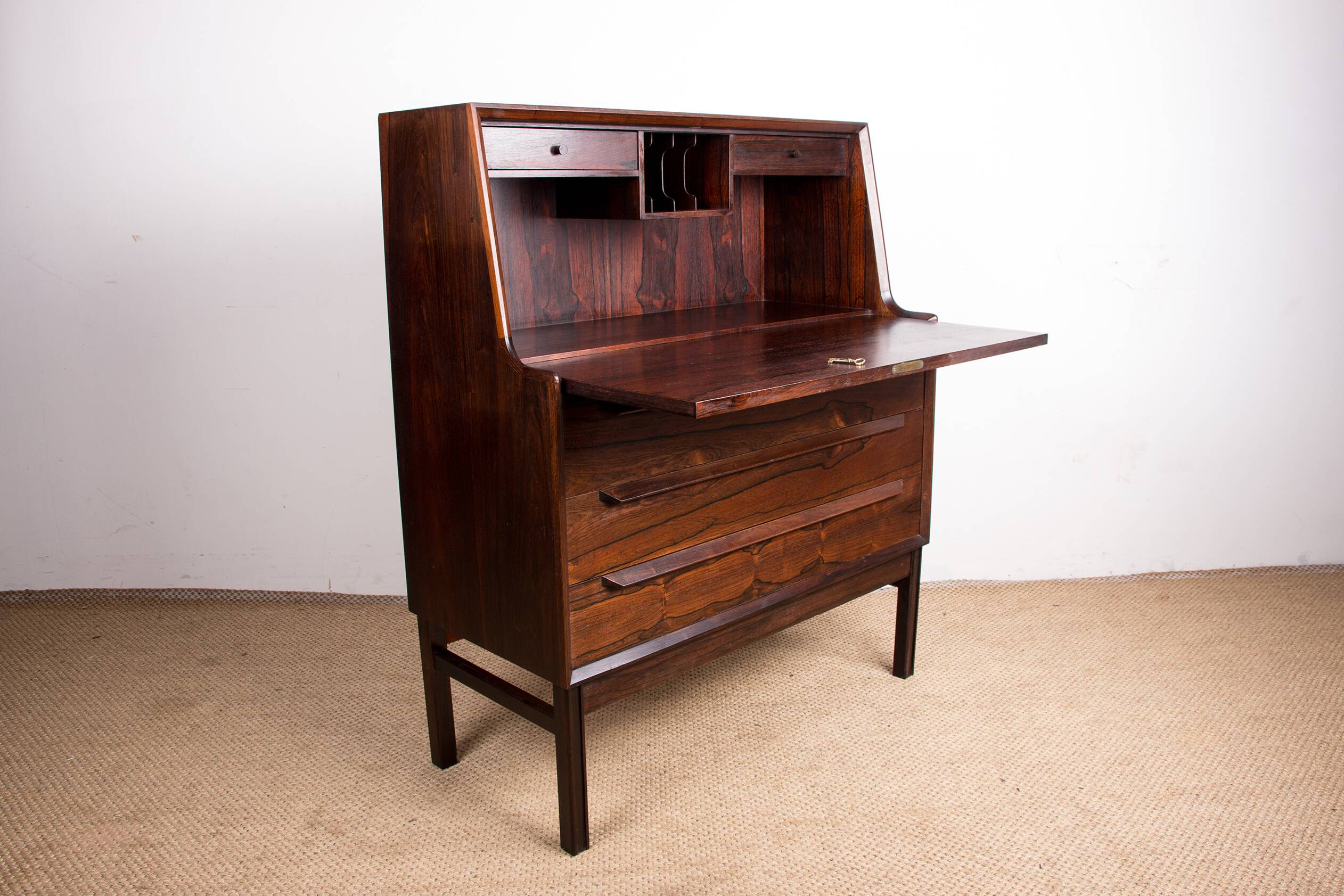 Secretary desk, Danish Rosewood by Arne Wahl Iversen for Branderup Mobelfabrik 1960.