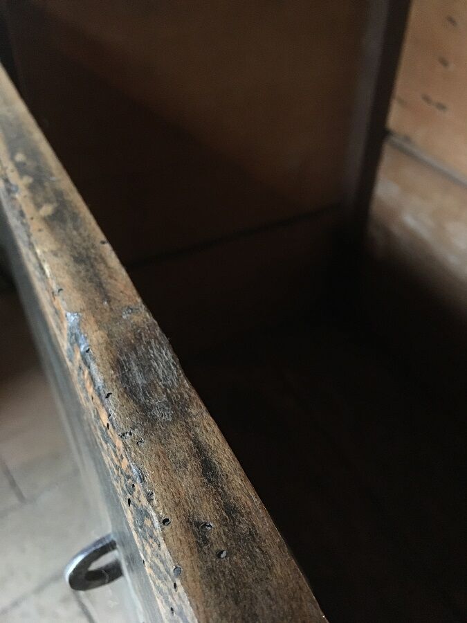 Old patinated wooden chest early 20th century