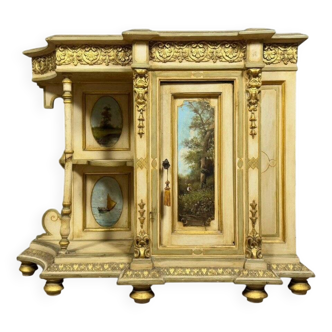 rare Venetian piece of furniture of a particular shape in lacquered wood circa 1850