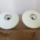 Pair of wall lamps saucer space age in white opaline 1970