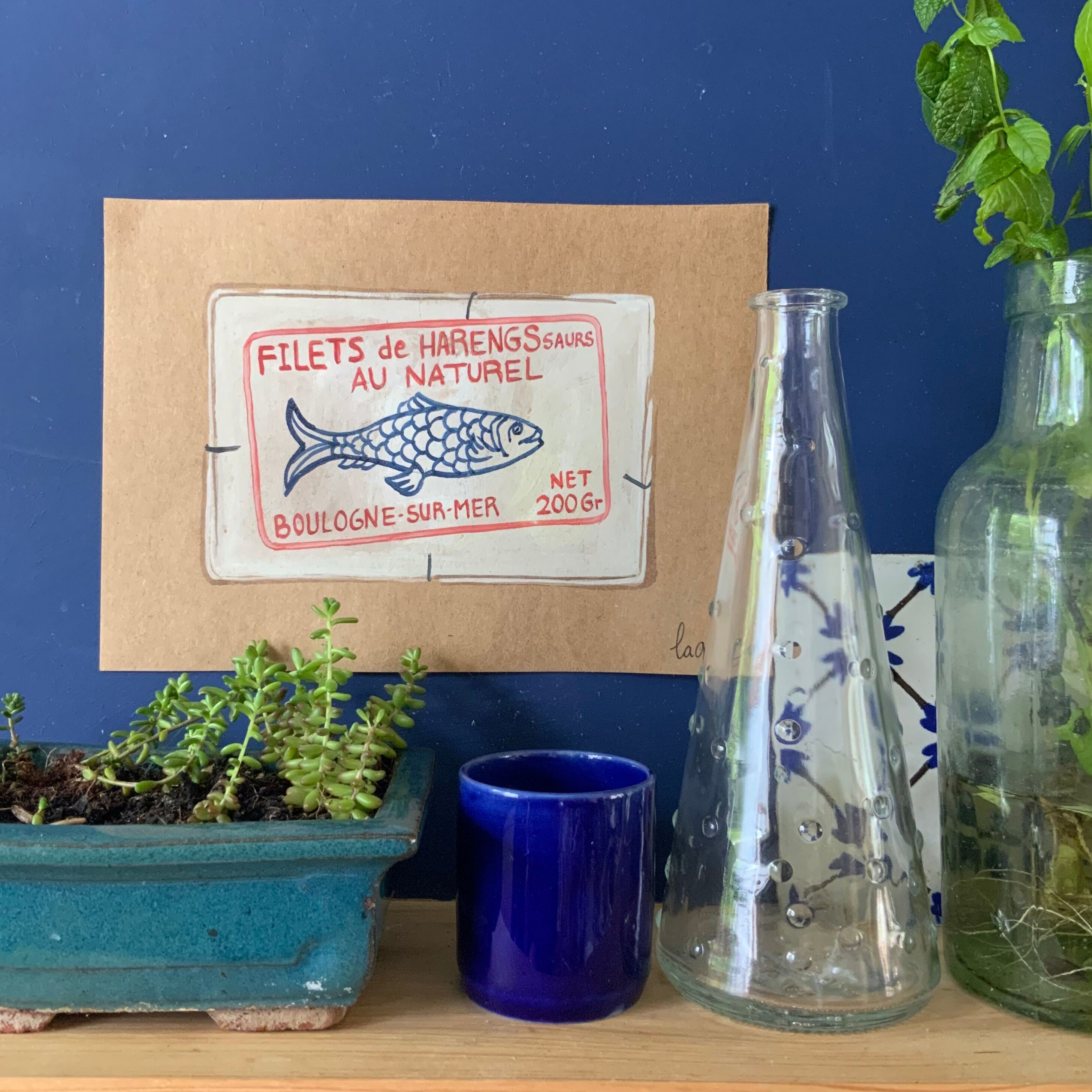 Painted illustration A5 "Souvenir de... » acrylic on paper - object of curiosity