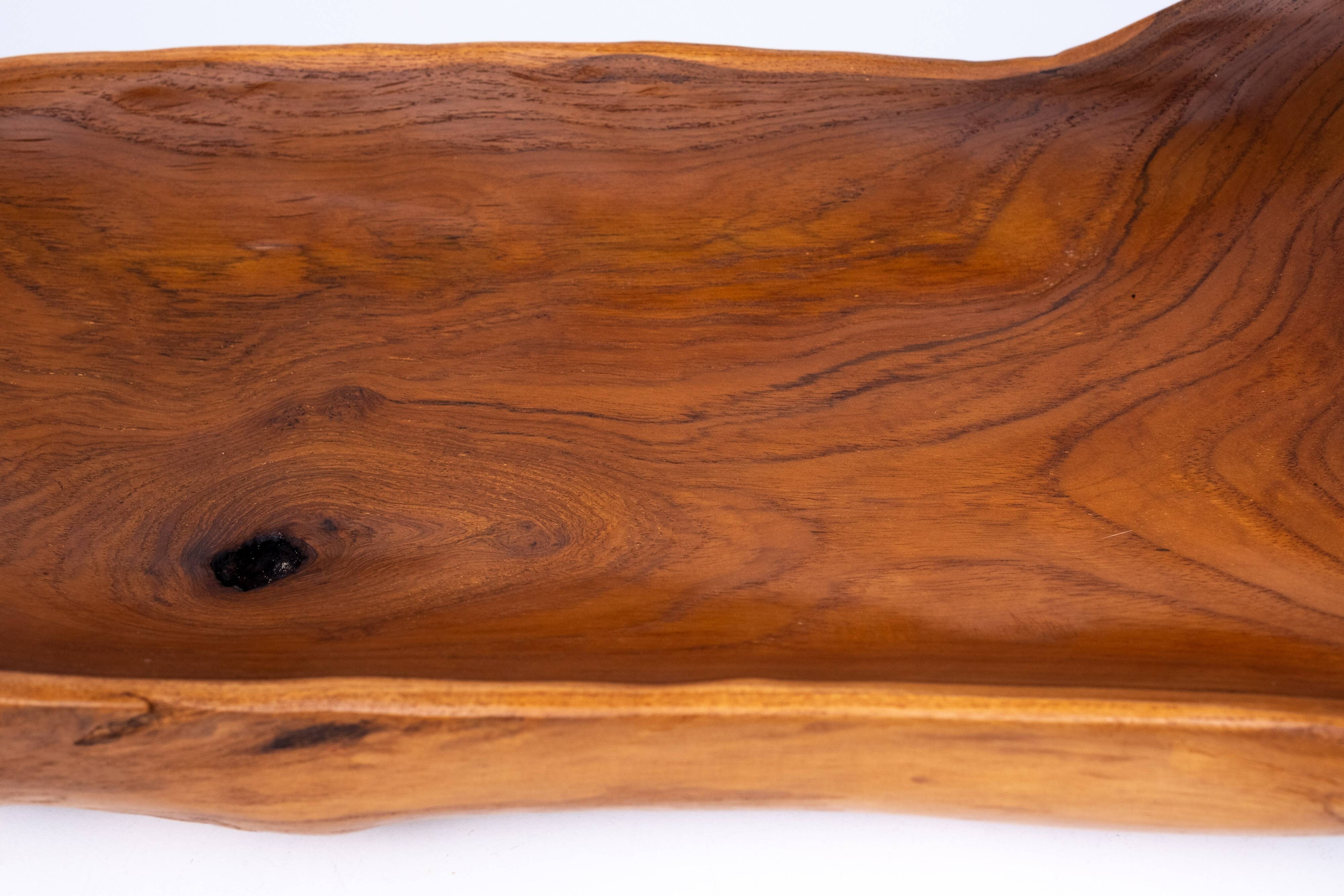 Large Carved Olive Wood Fruit basket 1970s
