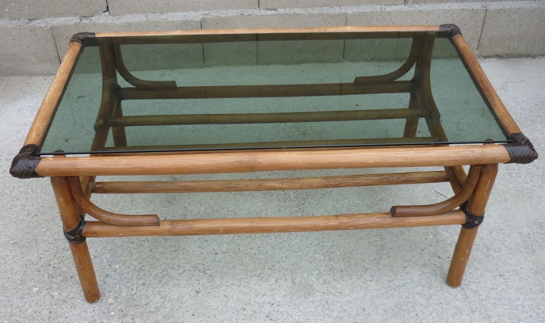 Bamboo coffee table and smoked glass