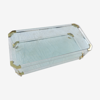 Table basse plexiglas verre et laiton 1970 Charles Hollis Jones