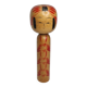 Vintage Signed Japanese Kokeshi Doll, Hand Painted Red Floral Decor, 32cm
