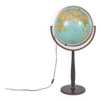 Globe terrestre danois par Scan-Globe avec éclairage sur pied en bois, 1982