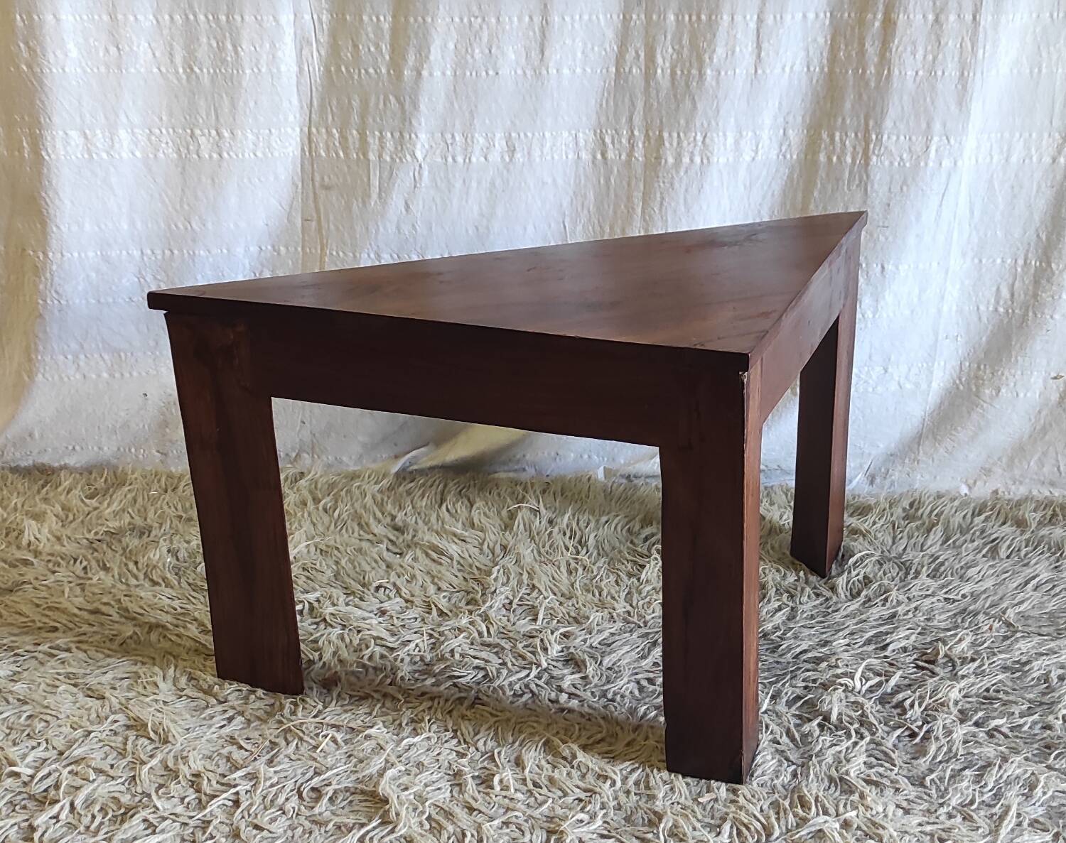 Triangular solid wood coffee table
