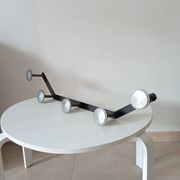 Vintage 1950s wall coat rack, wrought iron with chiselled details and solid aluminium.