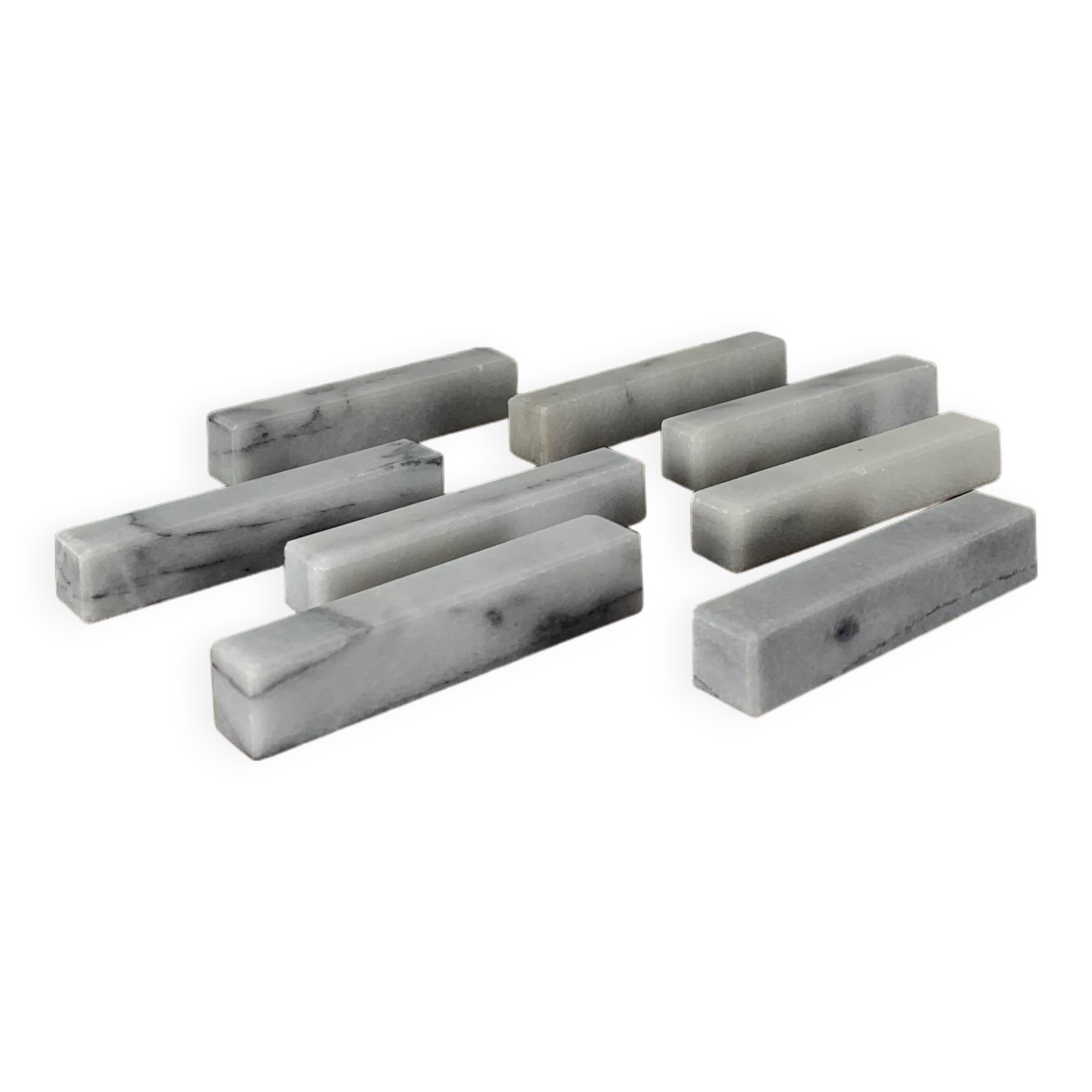 Lot de 8 portes-couteaux en marbre blanc